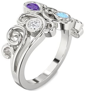 Platinum Pear Three Stone Mother's Ring