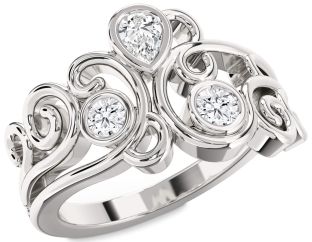 Diamond Platinum Pear Three Stone Ring