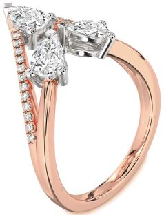 Diamond Platinum & Rose Gold Pear Three Stone Ring