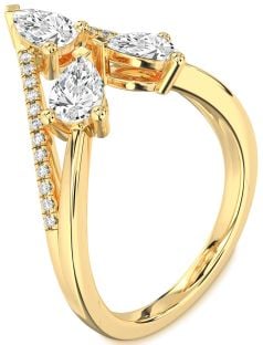Diamond Gold Pear Three Stone Ring