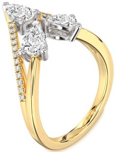 Diamond Platinum & Yellow Gold Pear Three Stone Ring
