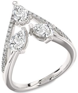 Diamond Platinum Pear Three Stone Ring