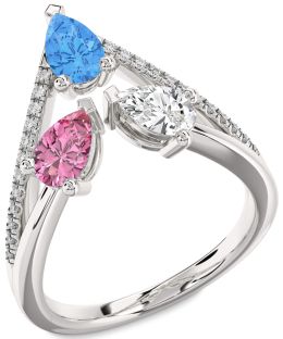 Diamond White Gold Pear Three Stone Mother's Ring
