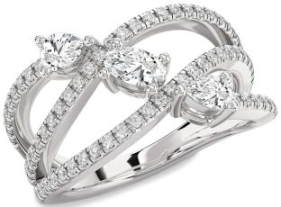 Diamond Platinum Oval Three Stone Ring