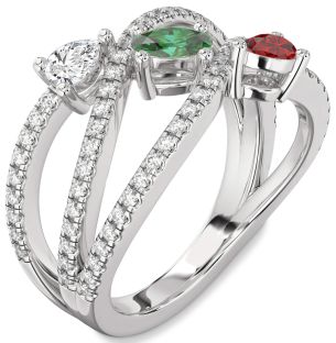 Diamond White Gold Oval Three Stone Mother's Ring