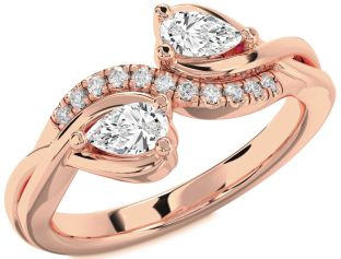 Diamond Rose Gold Pear Two Stone Ring