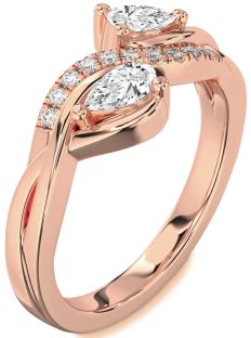 Diamond Rose Gold Pear Two Stone Ring