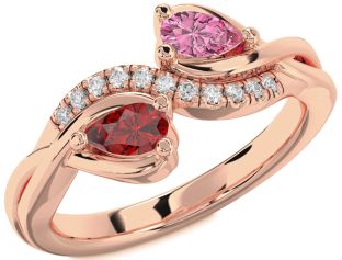 Diamond Rose Gold Pear Two Stone Promise Ring