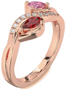 Diamond Rose Gold Pear Two Stone Promise Ring