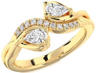 Diamond Gold Pear Two Stone Ring