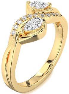 Diamond Gold Pear Two Stone Ring