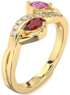 Diamond Gold Pear Two Stone Promise Ring