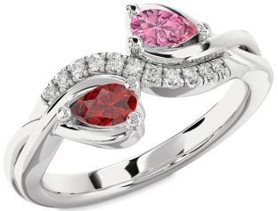 Diamond Silver Pear Two Stone Promise Ring