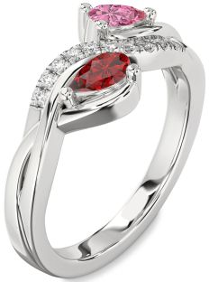 Diamond Platinum Pear Two Stone Promise Ring