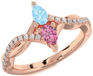 Diamond Rose Gold Pear Two Stone Promise Ring
