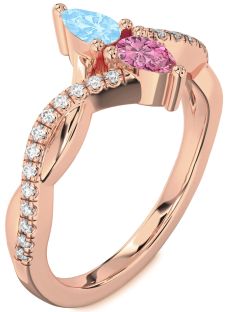 Diamond Rose Gold Pear Two Stone Promise Ring
