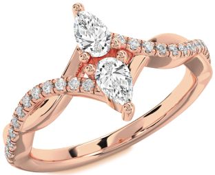 Diamond Rose Gold Pear Two Stone Ring