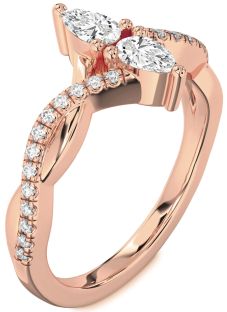 Diamond Rose Gold Pear Two Stone Ring