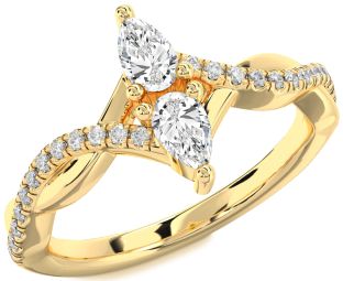 Diamond Gold Pear Two Stone Ring