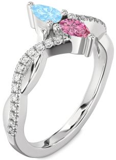 Diamond Platinum Pear Two Stone Promise Ring