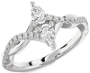 Diamond White Gold Pear Two Stone Ring