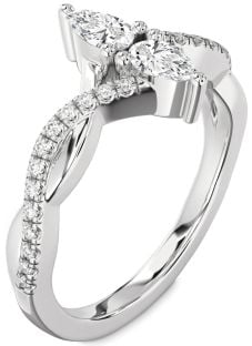 Diamond White Gold Pear Two Stone Ring