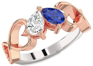 Silver & 10K Rose Gold Infinity Heart Two Stone Promise Ring
