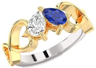 Silver & 10K gold Infinity Heart Two Stone Promise Ring