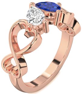 Rose Gold Infinity Heart Two Stone Promise Ring