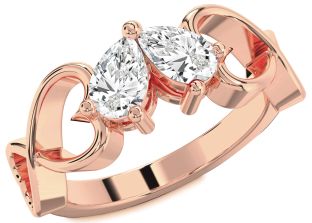 Diamond Rose Gold Infinity Heart Two Stone Ring