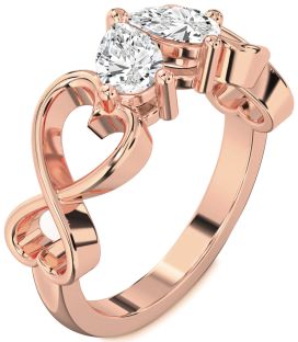 Diamond Rose Gold Infinity Heart Two Stone Ring