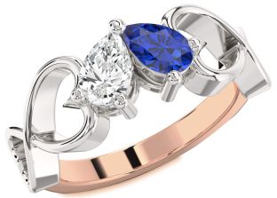 Platinum & Rose Gold Infinity Heart Two Stone Promise Ring