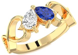 Gold Silver Infinity Heart Two Stone Promise Ring