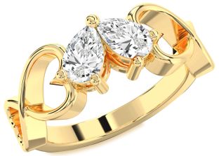 Diamond Gold Infinity Heart Two Stone Ring