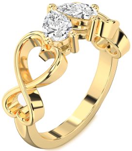 Diamond Gold Infinity Heart Two Stone Ring
