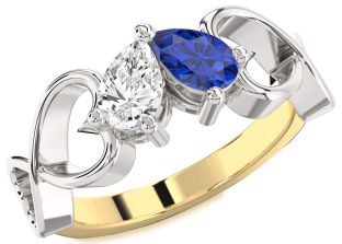 Gold Silver Infinity Heart Two Stone Promise Ring