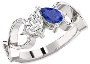 Silver Infinity Heart Two Stone Promise Ring