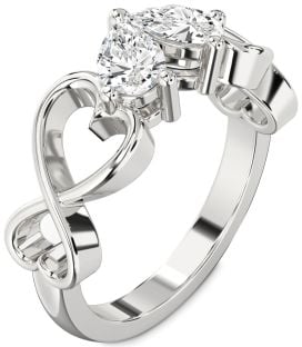 Diamond White Gold Infinity Heart Two Stone Ring