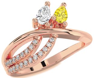 Diamond Rose Gold Pear Two Stone Promise Ring