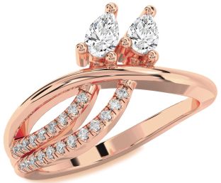 Diamond Rose Gold Pear Two Stone Ring