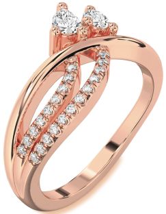Diamond Rose Gold Pear Two Stone Ring
