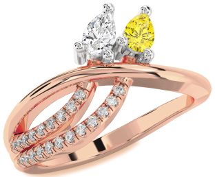 Diamond Platinum & Rose Gold Pear Two Stone Promise Ring