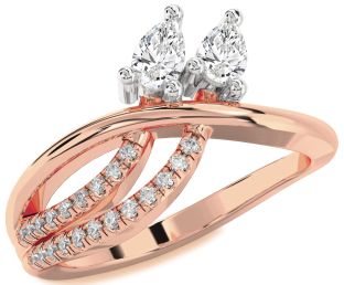 Diamond White Rose Gold Pear Two Stone Ring