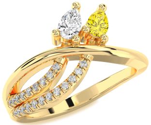Diamond Gold Pear Two Stone Promise Ring