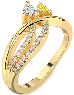 Diamond Gold Pear Two Stone Promise Ring