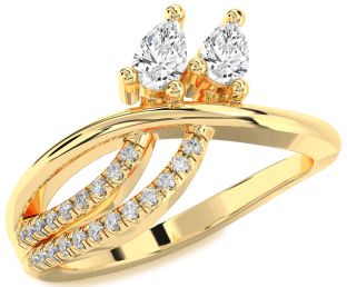 Diamond Gold Pear Two Stone Ring