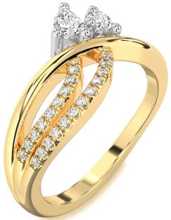 Diamond Platinum & Yellow Gold Pear Two Stone Ring