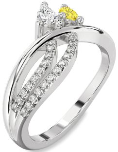 Diamond Platinum Pear Two Stone Promise Ring