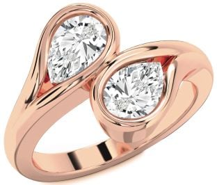 Diamond Rose Gold Pear Two Stone Ring