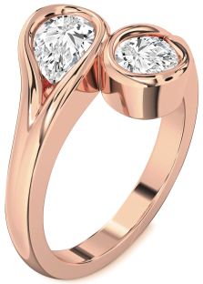 Diamond Rose Gold Pear Two Stone Ring